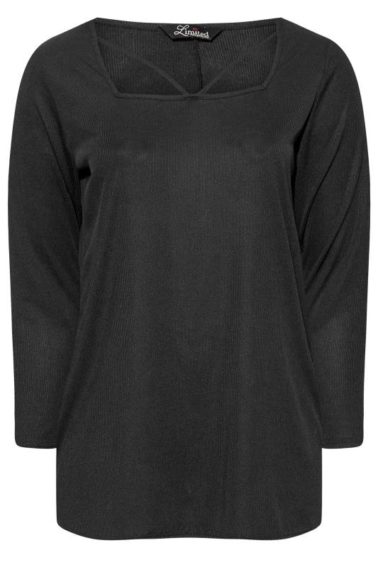 LIMITED COLLECTION Curve Black Cross Front Ribbed Top 6