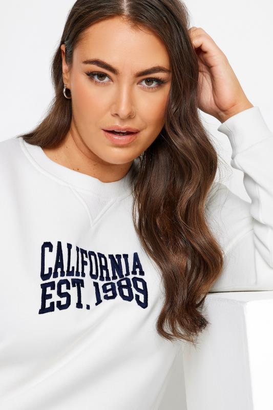 YOURS Curve Plus Size White 'California' Slogan Sweatshirt | Yours Clothing  5