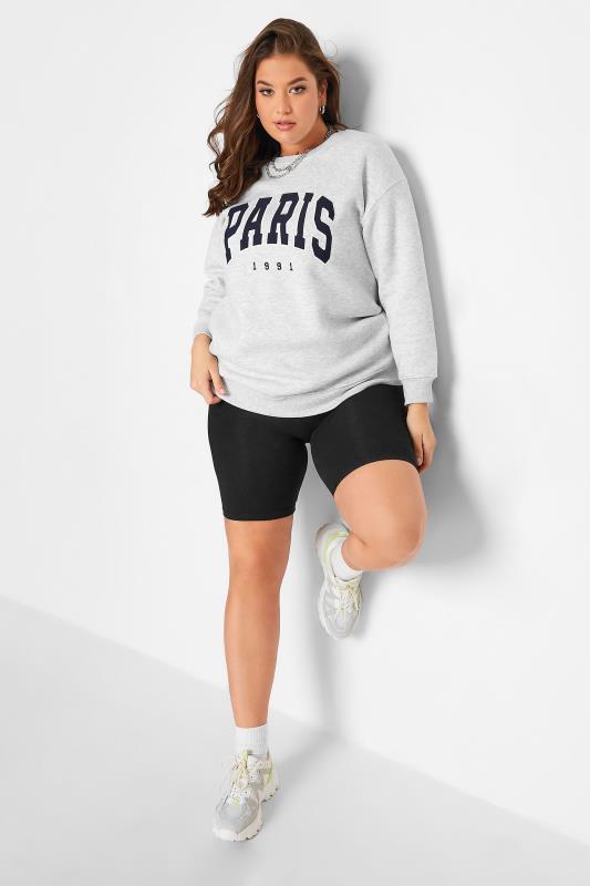 Plus Size Grey 'Paris' Slogan Sweatshirt | Yours Clothing 2