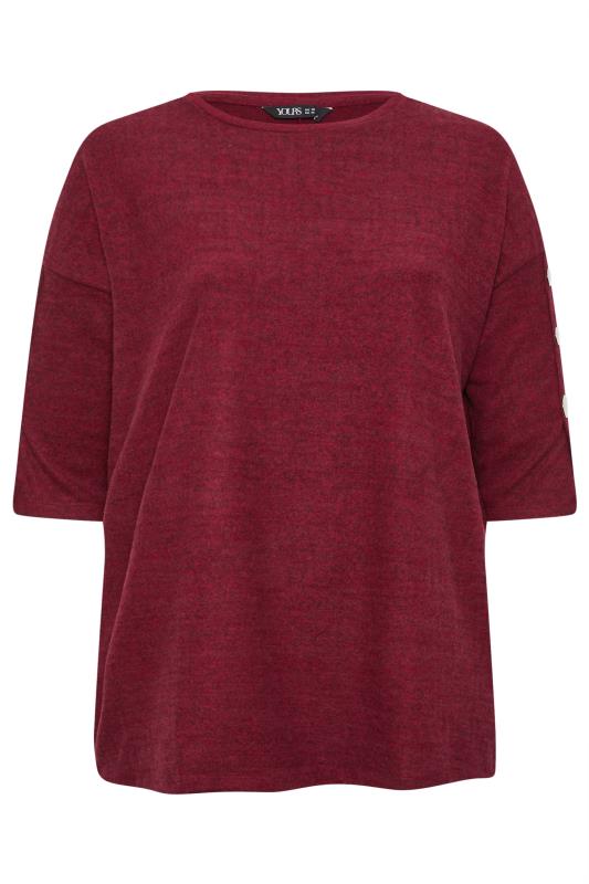 YOURS Plus Size Red Soft Touch Button Top | Yours Clothing 5
