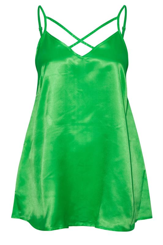 LIMITED COLLECTION Plus Size Bright Green Satin Cami Top | Yours Clothing  6