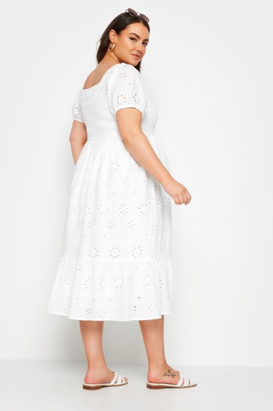 BUMP IT UP MATERNITY Plus Size White Broderie Anglaise Midi Dress | Yours Clothing 4