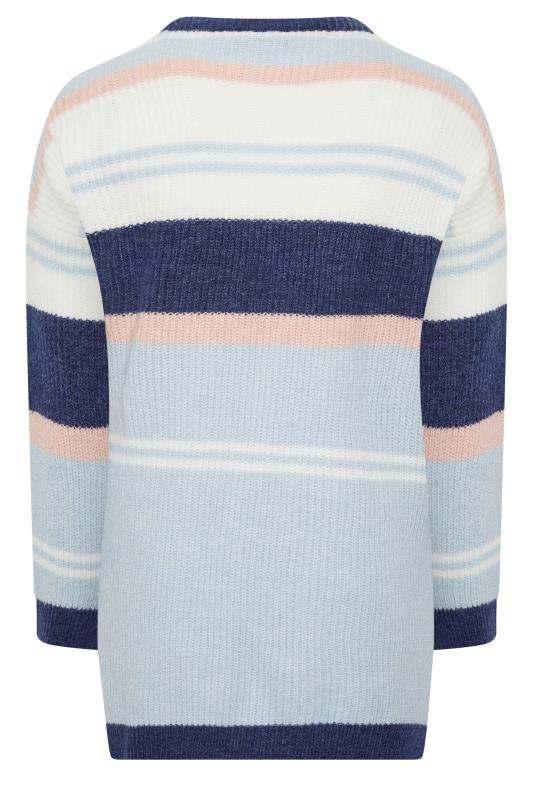 YOURS LUXURY Plus Size Blue Stripe Longline Jumper | Yours Clothing 8