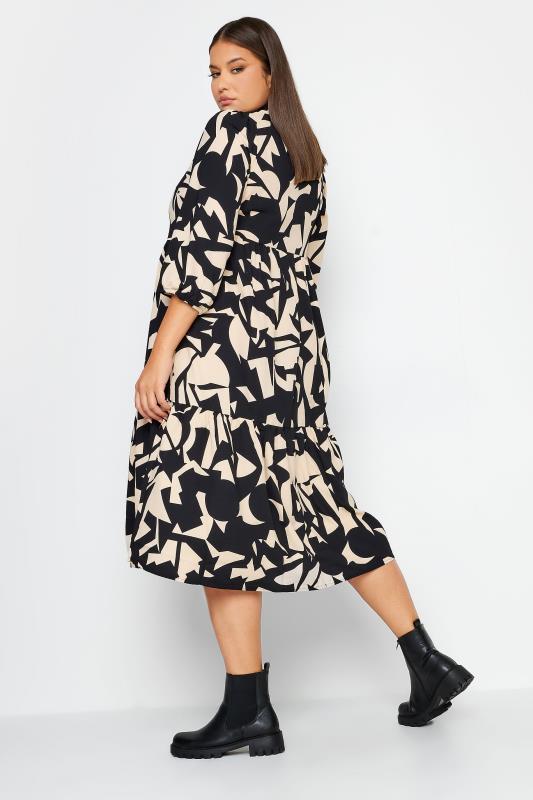 YOURS Curve Black Abstract Print Midi Shirt Dress | Yours Clothing 4