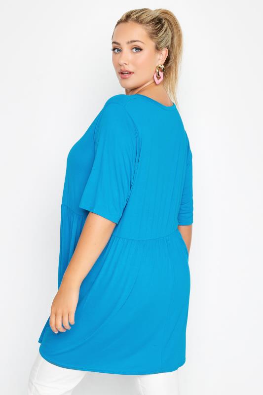 LIMITED COLLECTION Curve Blue Button Through Smock Tunic Top 3