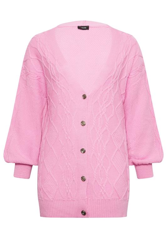 YOURS Plus Size Pink Knitted Buton Through Cardigan | Yours Clothing 6