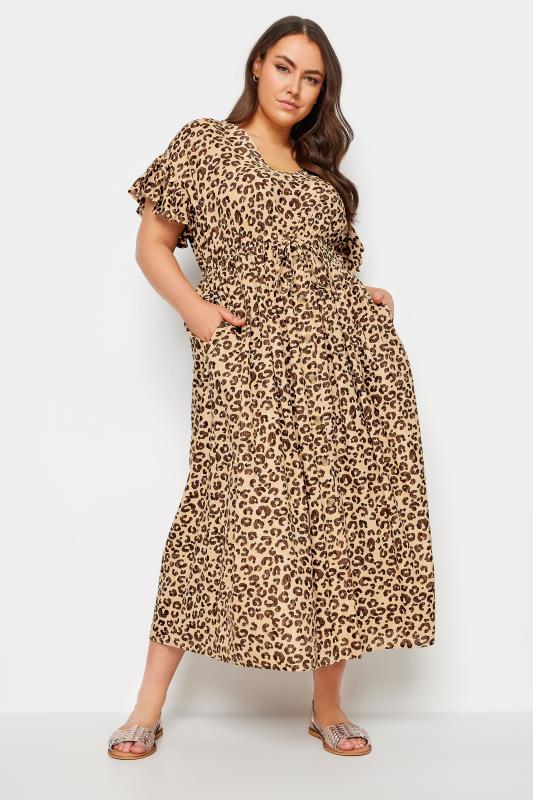 YOURS Plus Size Brown Leopard Print Maxi Dress | Yours Clothing 3