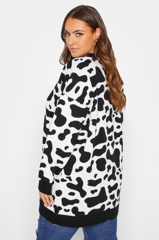Plus Size Curve Black Cow Print Knitted Cardigan | Yours Clothing 4