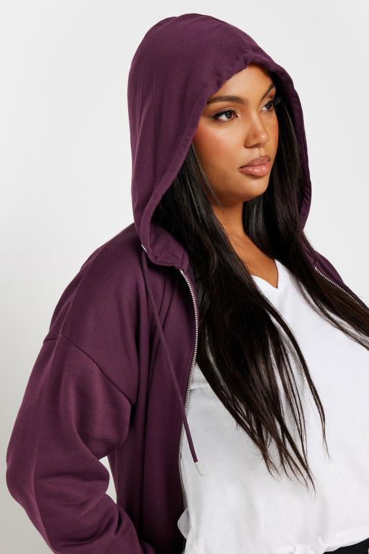 YOURS Plus Size Purple Zip Through Longline Hoodie | Yours Clothing 5