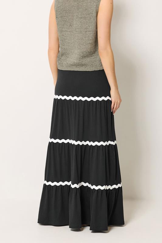 LTS Tall Women's Black Contrast Swirl Cotton Maxi Skirt | Long Tall Sally 2