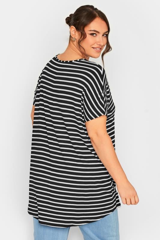 YOURS Plus Size Black & White Stripe Top | Yours Clothing 3
