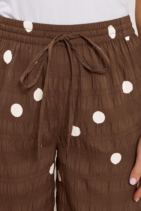 LTS Tall Women's Chocolate Brown Polka Dot Wide Leg Trousers | Long Tall Sally 4