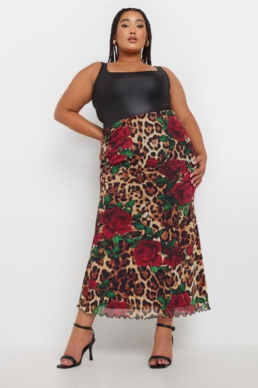 Plus size long leopard skirt hotsell