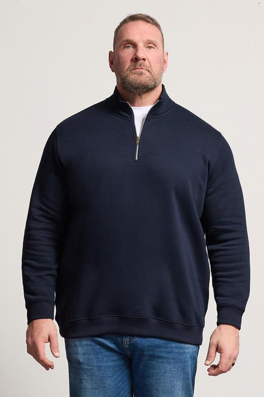  BadRhino Big & Tall Navy Blue Quarter Zip Sweatshirt