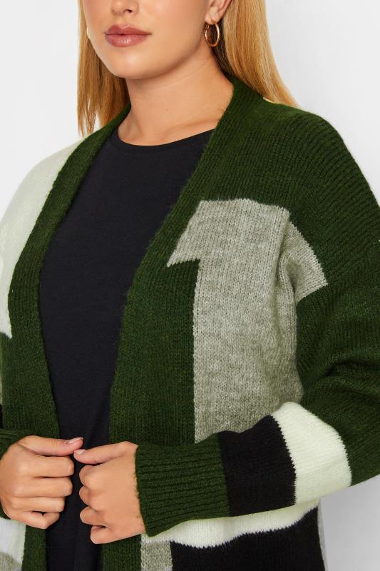 YOURS LUXURY Plus Size Green & White Colourblock Cardigan | Yours Clothing  5