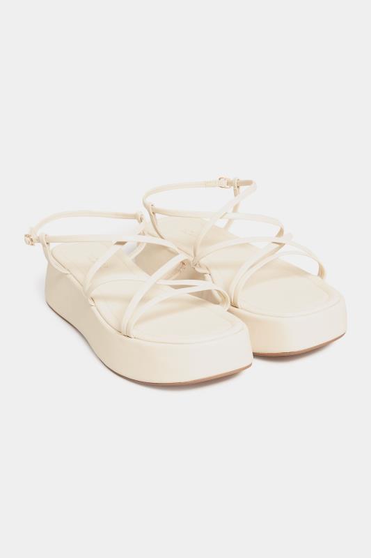 Plus Size  LIMITED COLLECTION White Strappy Flatform Sandals In Extra Wide EEE Fit