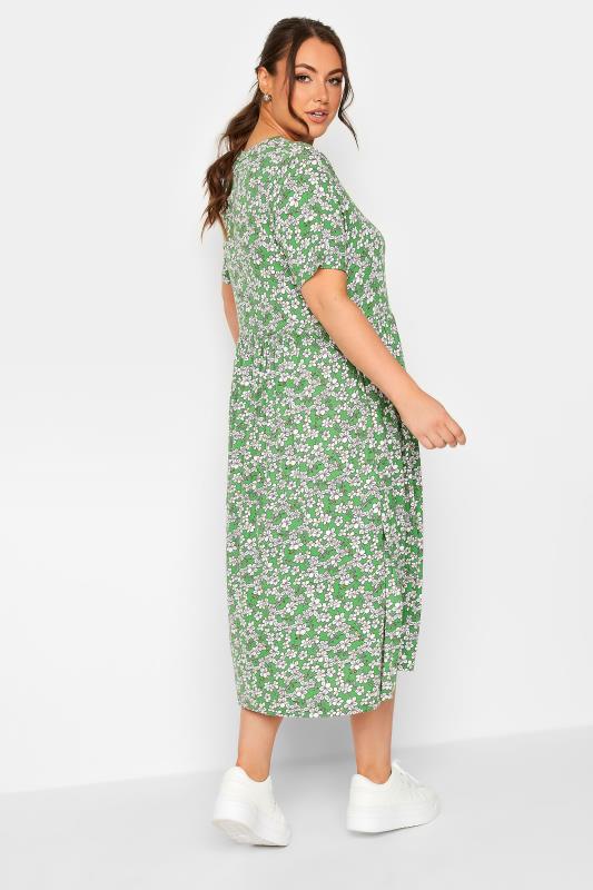 YOURS Curve Green Floral Smock Dress | Yours Clothing  3