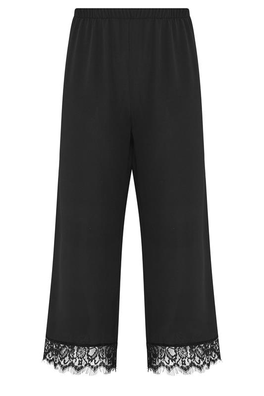 LIMITED COLLECTION Plus Size Black Lace Hem Wide Leg Trousers | Yours Clothing 5
