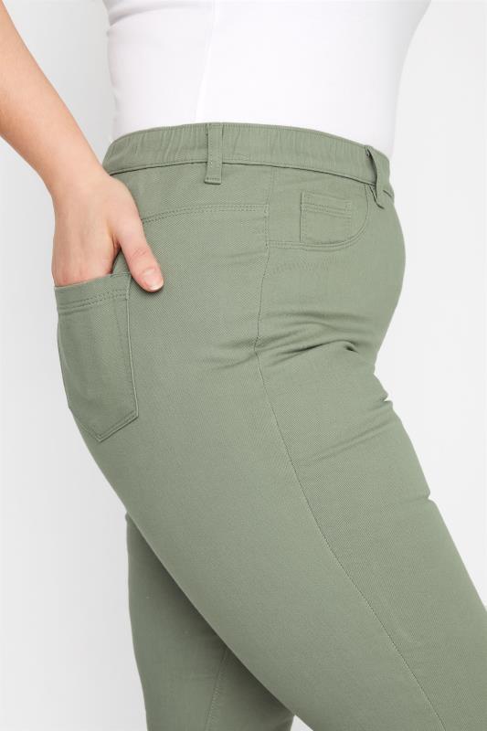 YOURS FOR GOOD Plus Size Khaki Green GRACE Jeggings | Yours Clothing 3