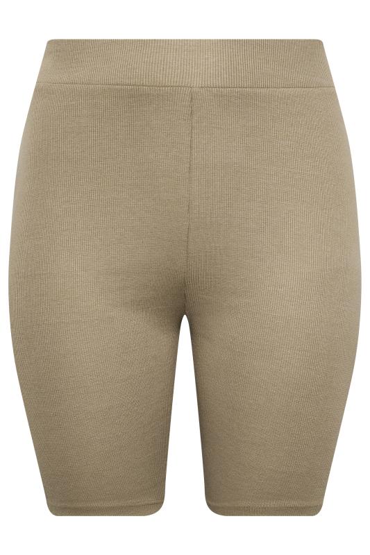 YOURS Plus Size Camel Brown Ribbed Cycling Shorts | Yours Clothing 4