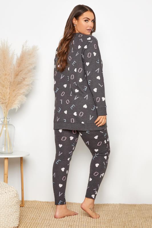 Plus Size Grey Love Letter Print Lounge Set | Yours Clothing 3