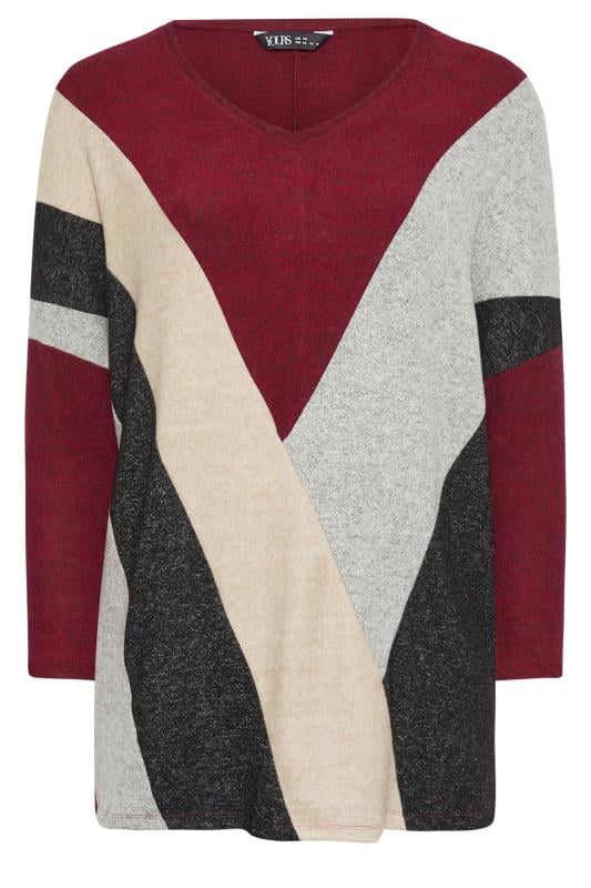 YOURS Plus Size Red Colour Block Sweatshirt | Yours Clothing 5