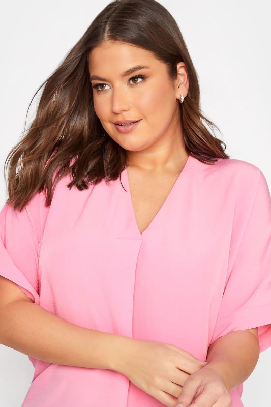 YOURS Curve Plus Size Baby Pink V-Neck Top | Yours Clothing  4