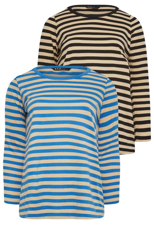 YOURS 2 PACK Blue & Black Long Sleeved T-Shirts | Yours Clothing 8