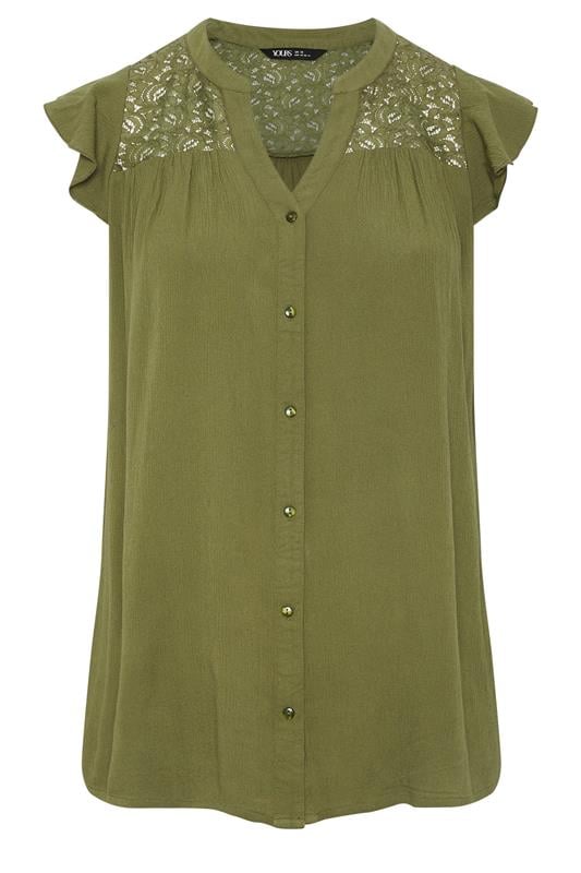 YOURS Plus Size Green Crochet Blouse | Yours Clothing 5