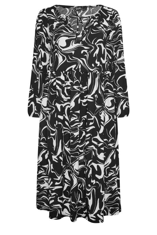 YOURS Plus Size Black Abstract Print Midaxi Dress | Yours Clothing 5
