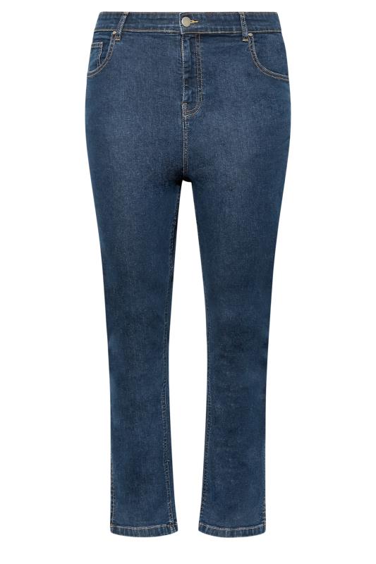 Plus Size Blue Side Split Straight Leg Jeans | Yours Clothing 6