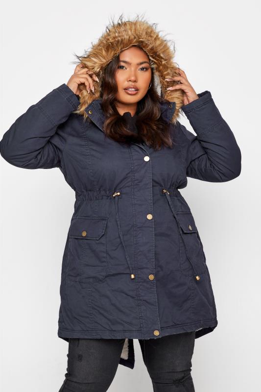 Navy Faux Fur Lined Hooded Parka 5