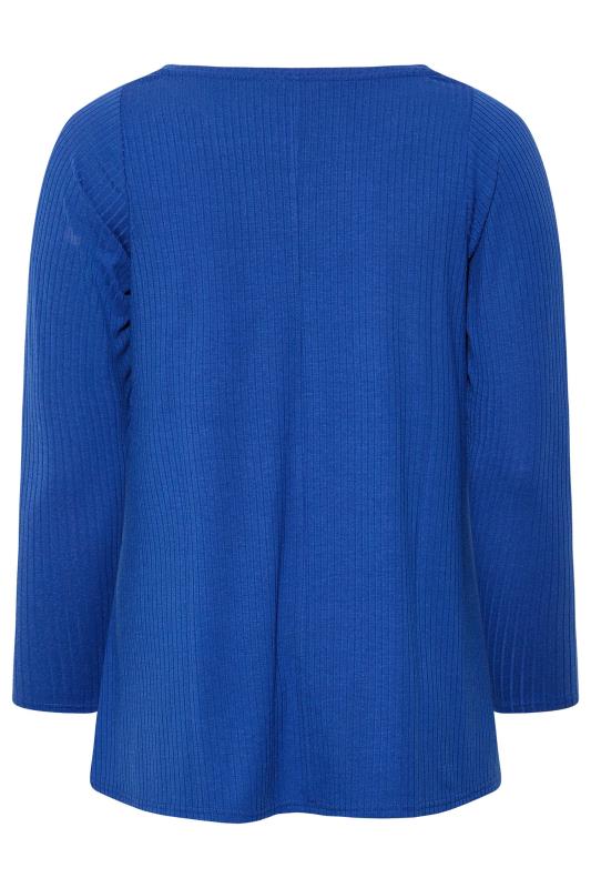 YOURS Plus Size Curve Blue Long Sleeve Stretch Top | Yours Clothing  7
