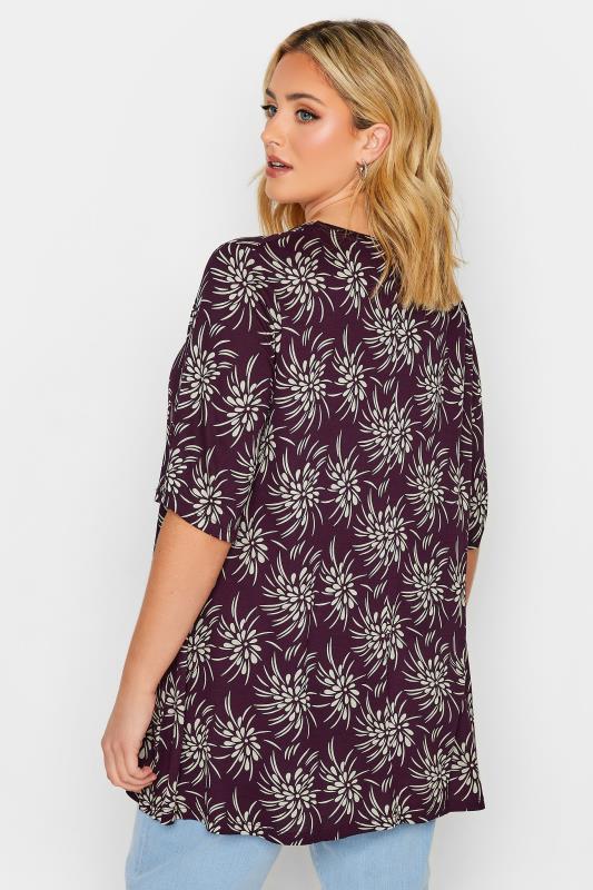 Plus Size Purple Floral Print Swing Top | Yours Clothing 3