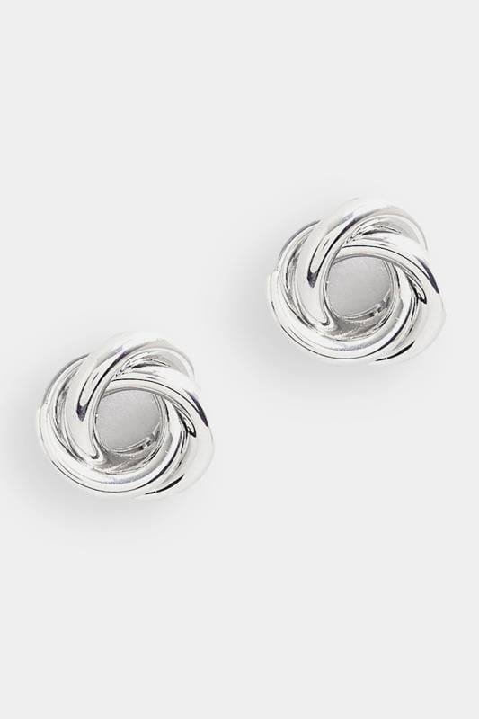 Silver Tone Twist Stud Earrings | Yours Clothing 2