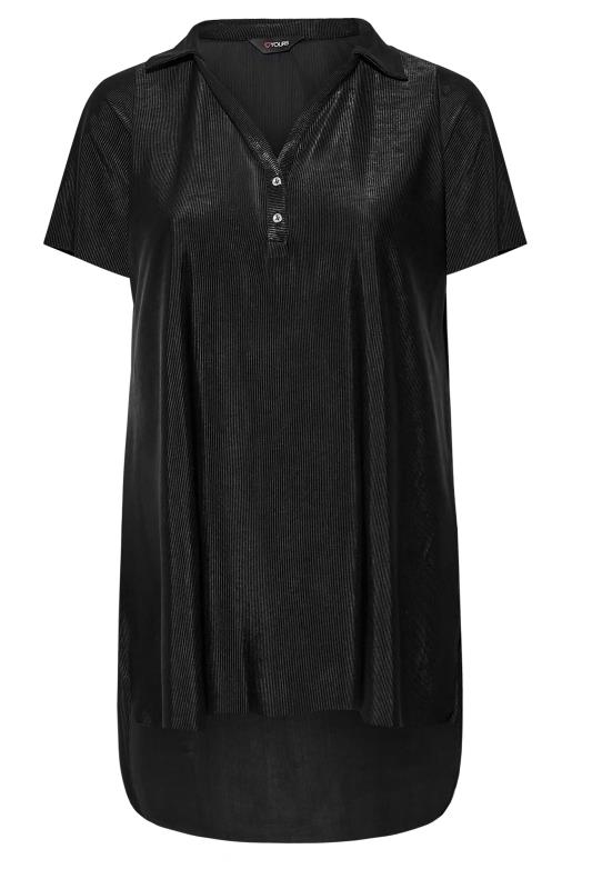 Plus Size Black Collared Placket Top | Yours Clothing 6