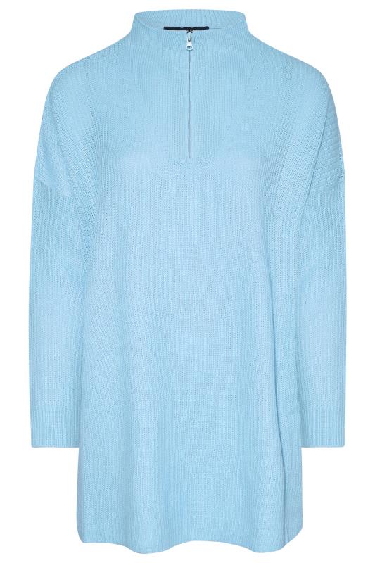 Plus Size Curve Blue Quarter Zip Knitted Jumper | Yours Clothing 6