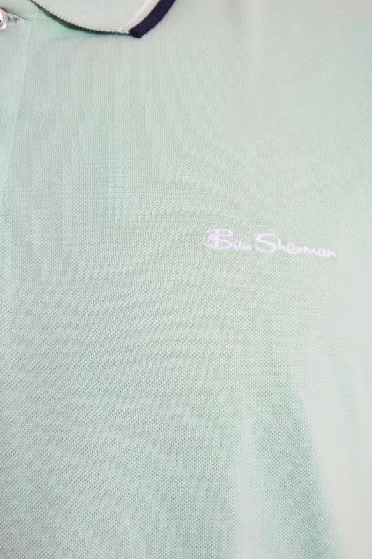 BEN SHERMAN Mint Green Tipped Polo Shirt | BadRhino 2