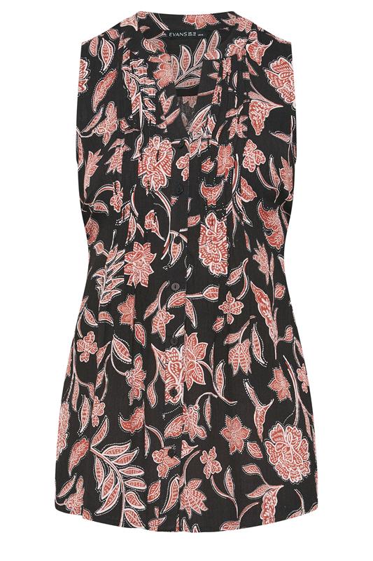 EVANS Plus Size Rust Orange Botanical Print Pintuck Vest Top | Evans 6