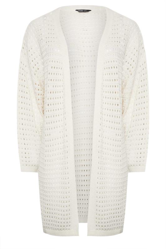 YOURS Curve Plus Size White Crochet Cardigan | Yours Clothing  6