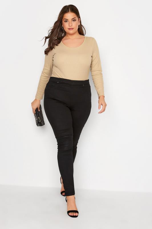 Plus Size Beige Brown Long Sleeve Ribbed Bodysuit | Yours Clothing  2