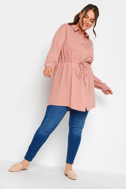 YOURS Curve Plus Size Pink Utility Tunic Shirt | Yours Clothing  2