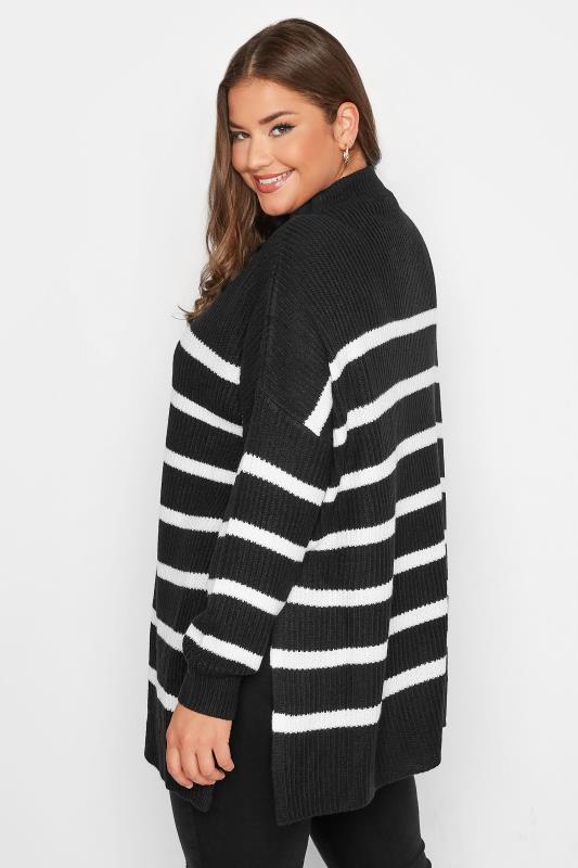 Curve Black & White Stripe Long Sleeve Knitted Jumper | Yours Clothing  3