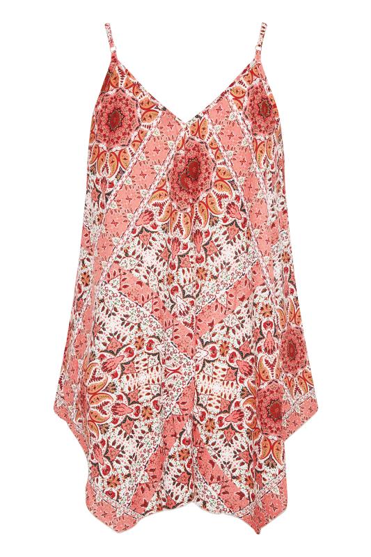 Plus Size Pink Paisley Hanky Hem Vest Top | Yours Clothing  7