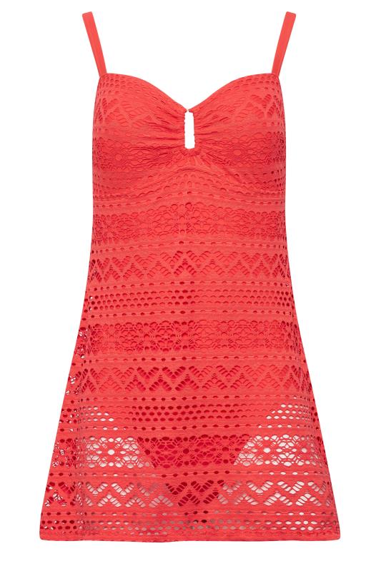 LTS Tall Women's Coral Pink Crochet Swim Dress | Long Tall Sally 6
