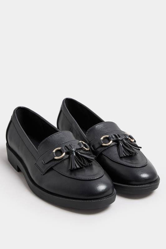 Black Tassel Detail Loafers In Extra Wide EEE Fit | Yours Clothing 2
