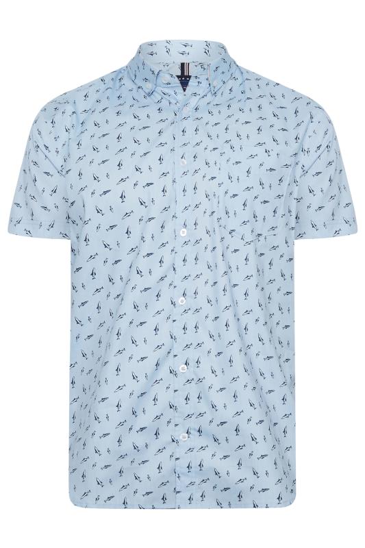 BadRhino Big & Tall Light Blue Shark Print Short Sleeve Shirt | BadRhino  3