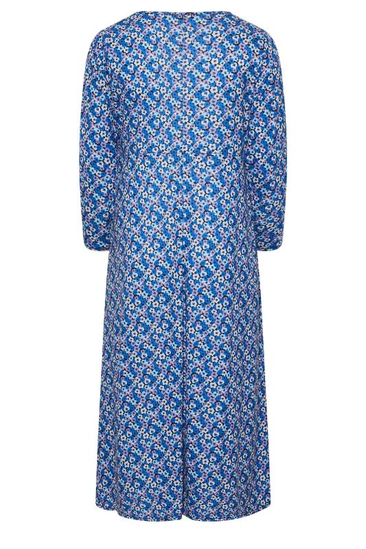 LIMITED COLLECTION Curve Blue Floral Square Neck Dress | Yours Clothing 7
