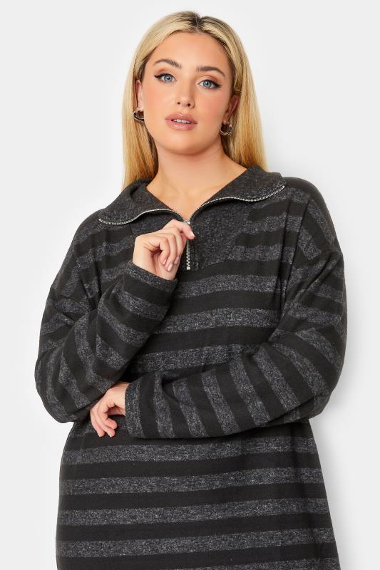 YOURS LUXURY Plus Size Black Stripe Print Soft Touch Jumper Dress | Yours Clothing 4