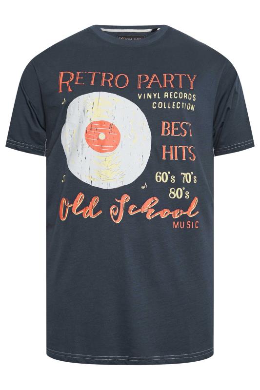 KAM Big & Tall Navy Blue 'Retro Party' Slogan Print T-Shirt | BadRhino 3